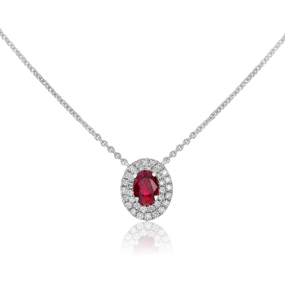 Oval-Shaped Red Crystal Necklace